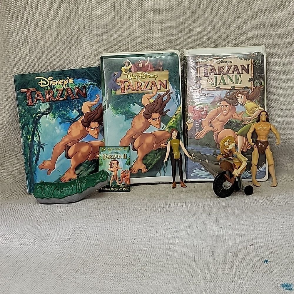 Disney Tarzan and‎ Tarzan & Jane vhs movies, Tarzan figure,book other figures